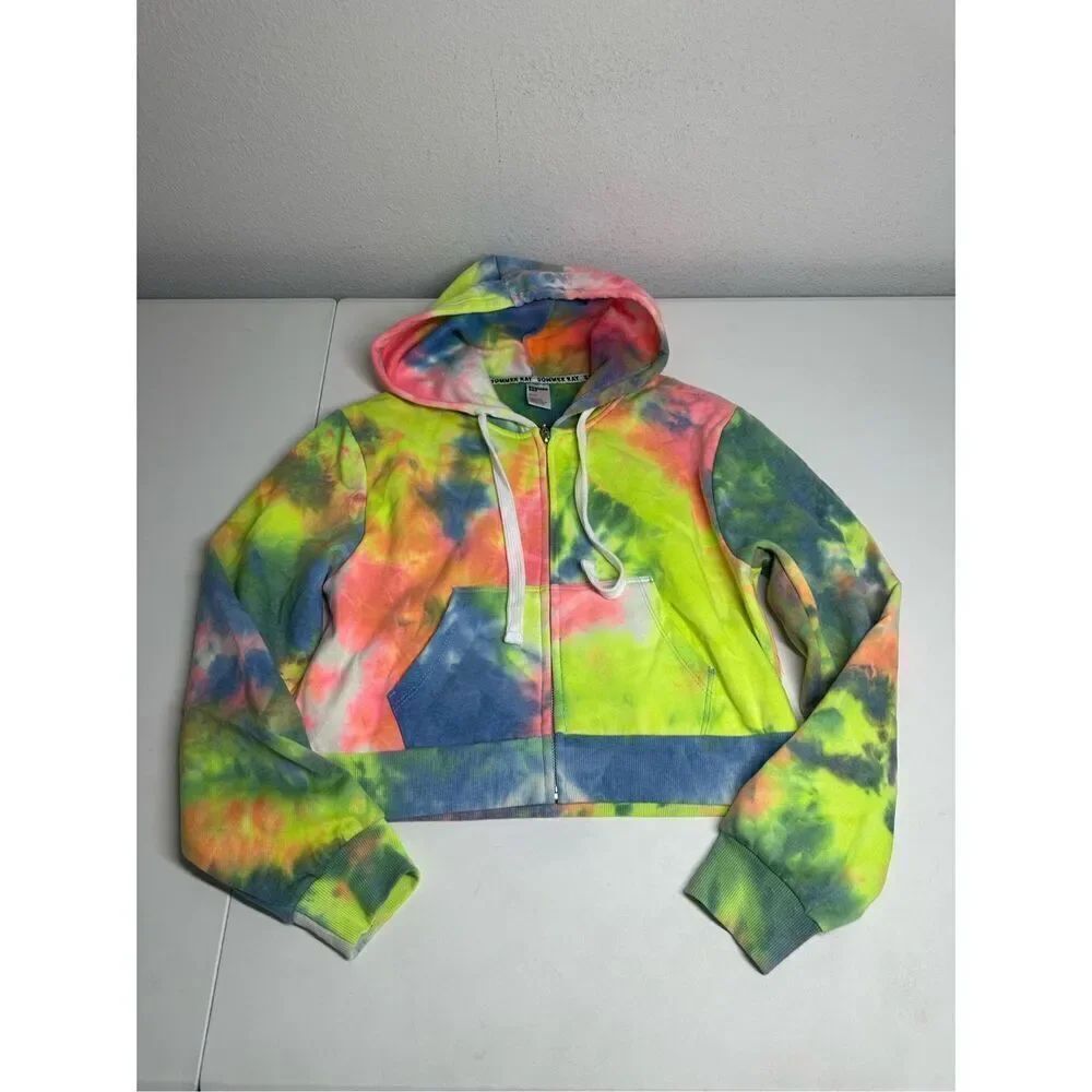 Sommer Ray Tie Dye Cropped Hooded Jacket Cotton Blend Women’s Size M